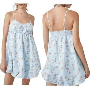 Free People Bubble Mini Dress Women's XL Bluebell Adjustable Strap, NEW $128